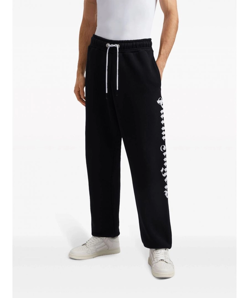 Palm Angels Mens Side Logo Joggers in Black Cotton - Size Medium